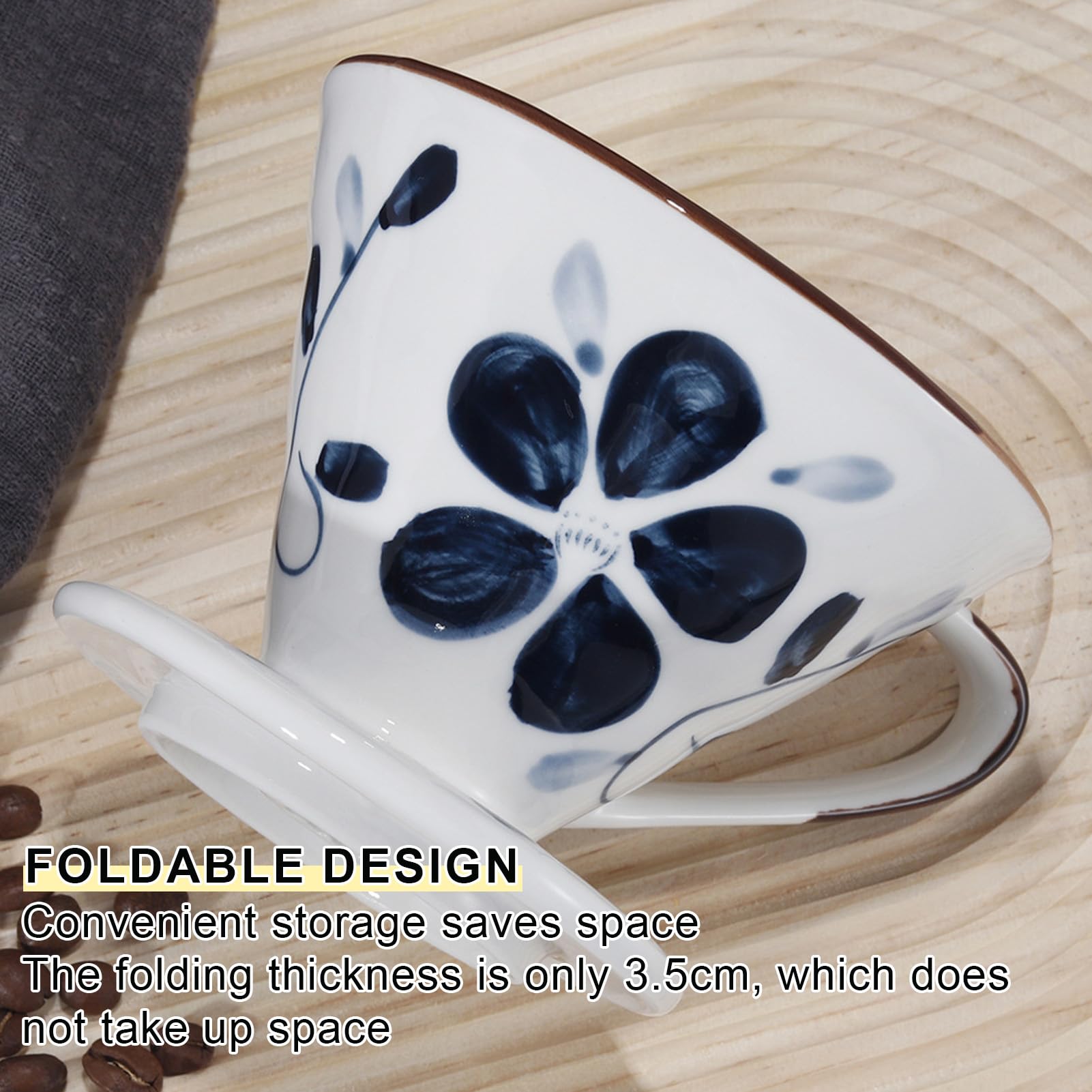 Pour Over Kaffeebereiter Mit Keramikbecher, Pour Over Kaffeebrüher, Tropfkaffeemaschine, Manueller Drip Kaffeebereiter, Handgezeichnet Kaffeemaschinen-Set Mit Keramik-Kaffeetropfe (A)