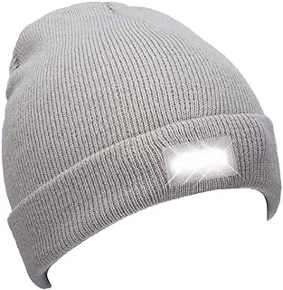 Joynest Ultra Bright 5 LED Knitted Beanie Hat Hands Free Unisex Lighted Beanie Cap, Great for Hunting, Camping, Grilling, Auto Repair, Jogging, Walking, or Handyman Working (Light Gray) - coolthings.us