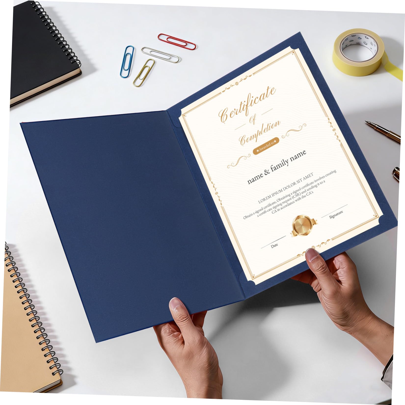 POPETPOP Copertine per Certificati, Award Display Folder, Bordo in Lamina d'Oro, 30 Pezzi, Carta, Protezione per Diploma, Formato Standard 8,5 x 11, per Documenti Ufficiali
