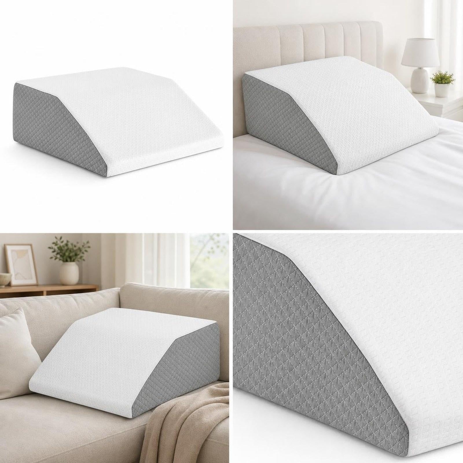 Almohada para Piernas Cojín de Soporte de Elevación Cama y Sofá Almohada Fabricada en Espuma y Poliéster Adecuada para Postura, Blanco, Individual