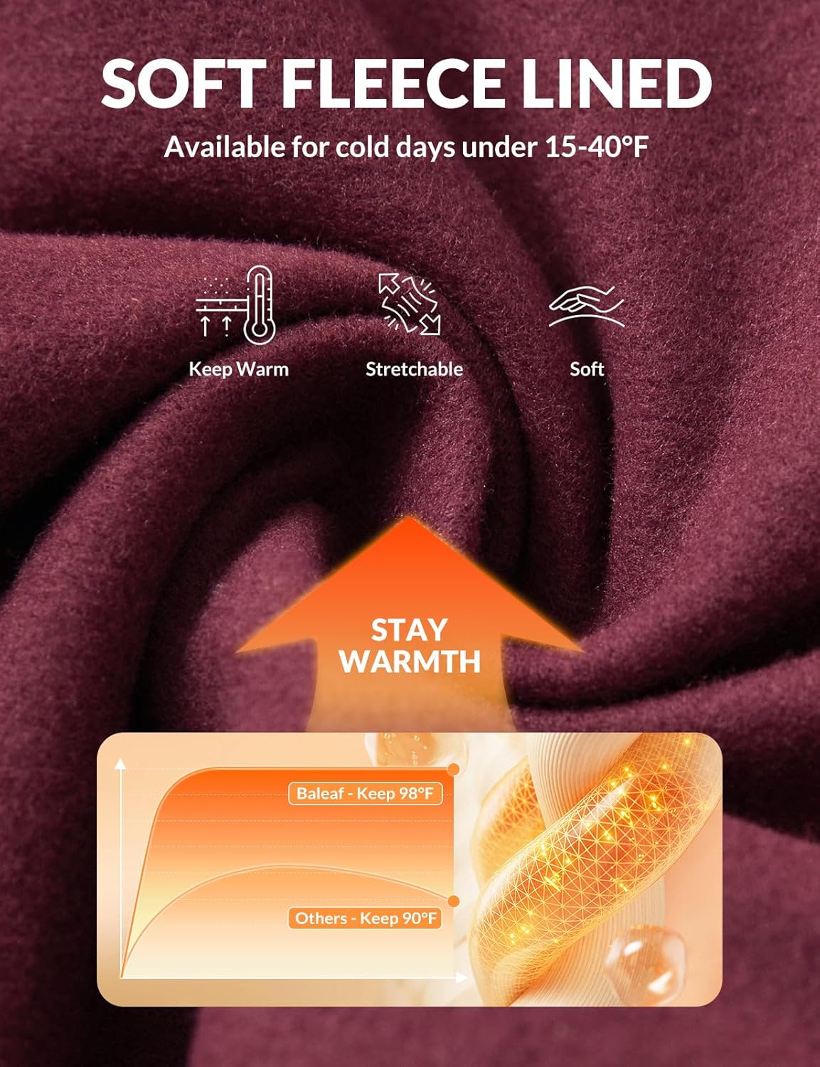 baleaf Women's Fleece Lined Pants Winter Flare Yoga Pants Warm Thermal Bootcut Leggings - Image 4