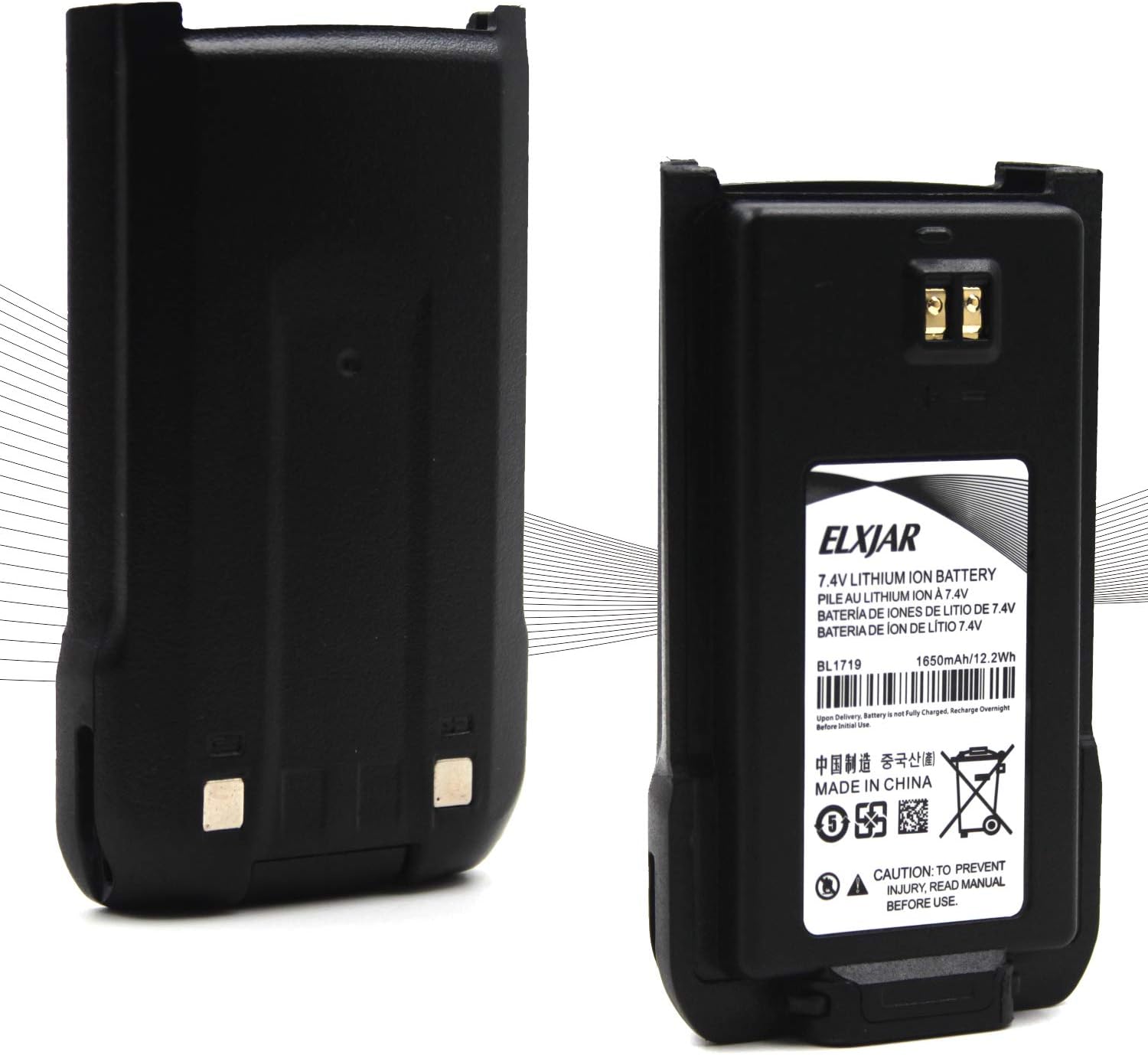 elxjar (2-Pack) 7.4V 1650mAh BL1719 Li-ion Replacement Battery for Hytera HYT TC-508 TC-518 TC-580 TC-446S TC-510 TC-585 TC-500S Two-Way Radio