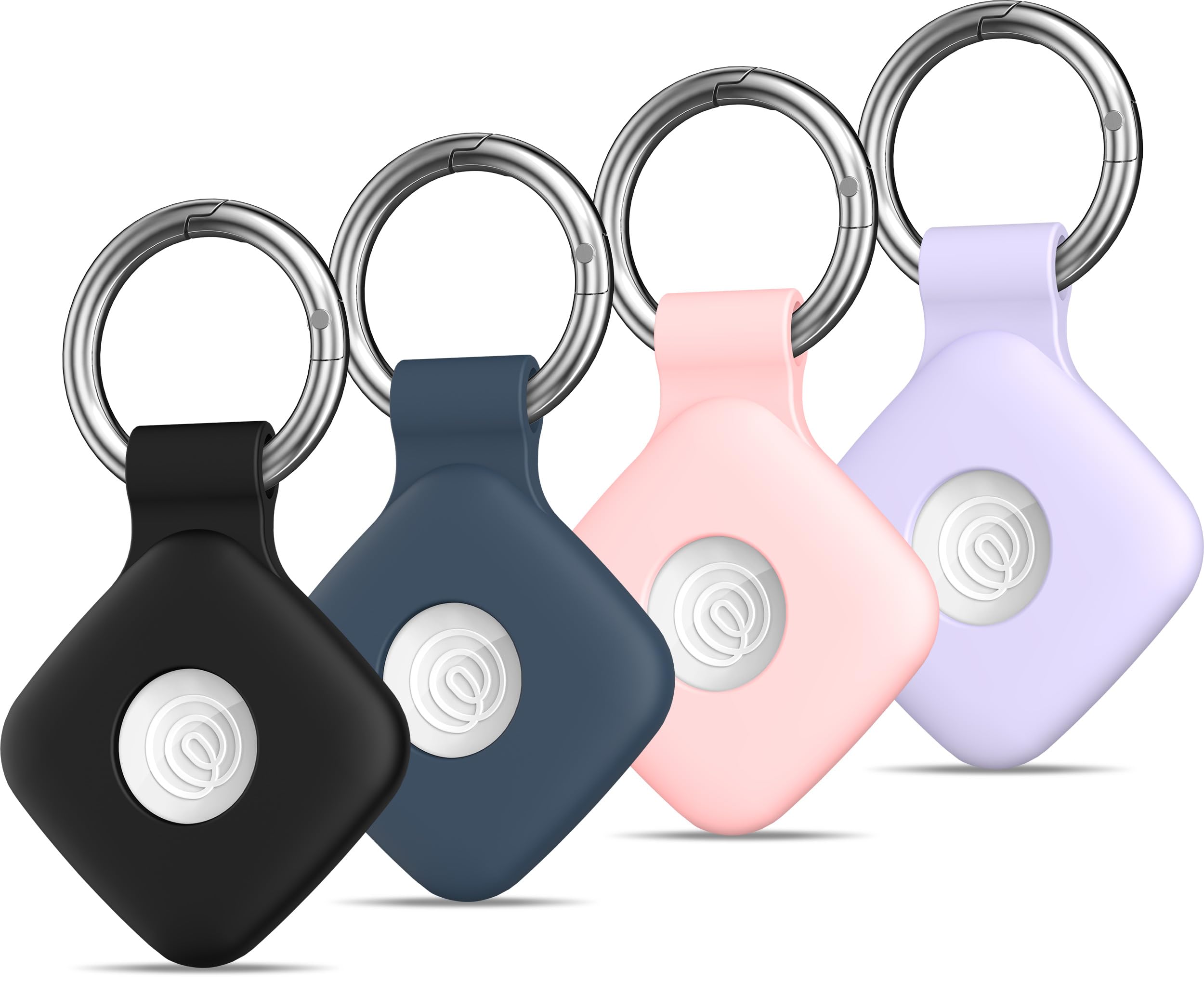 R-fun [4 Pack] Silicone Case for Tile Mate 2022/Tile by Life360 Essentials 2024,Soft Scratch Resistant Case Holder with Durable Keyring for Tile Tracker,Black/Blue/Pink/Violet