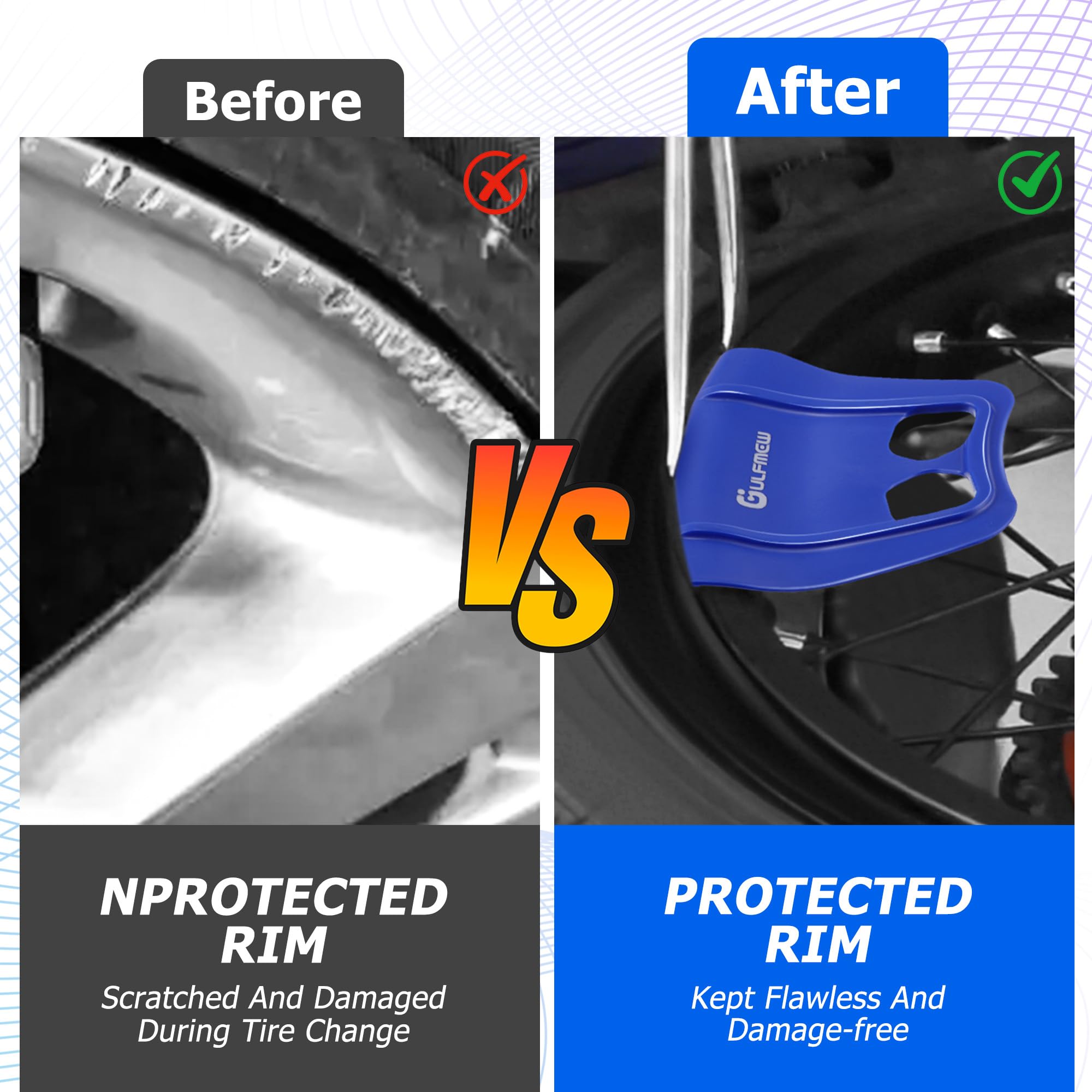 Rim Protectors for Tire Changing, 2 Piece Wheel Rim Guard Kit for Motorcycle, Bicycle, Scooter & E Bike, Durable Tire Lever Protection Tool, Non Slip, Reusable Maintenance Accessory