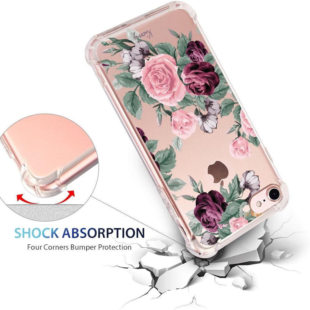 iPhone 6 Plus 6S Plus Case for Girls Floral Shockproof Protective Back Cover Clear with Cute Flowers Design Flexible Slim Fit Rubber TPU Cell Phone Cases for Apple iPhone 6 Plus 6S Plus 5.5 Inch Women
