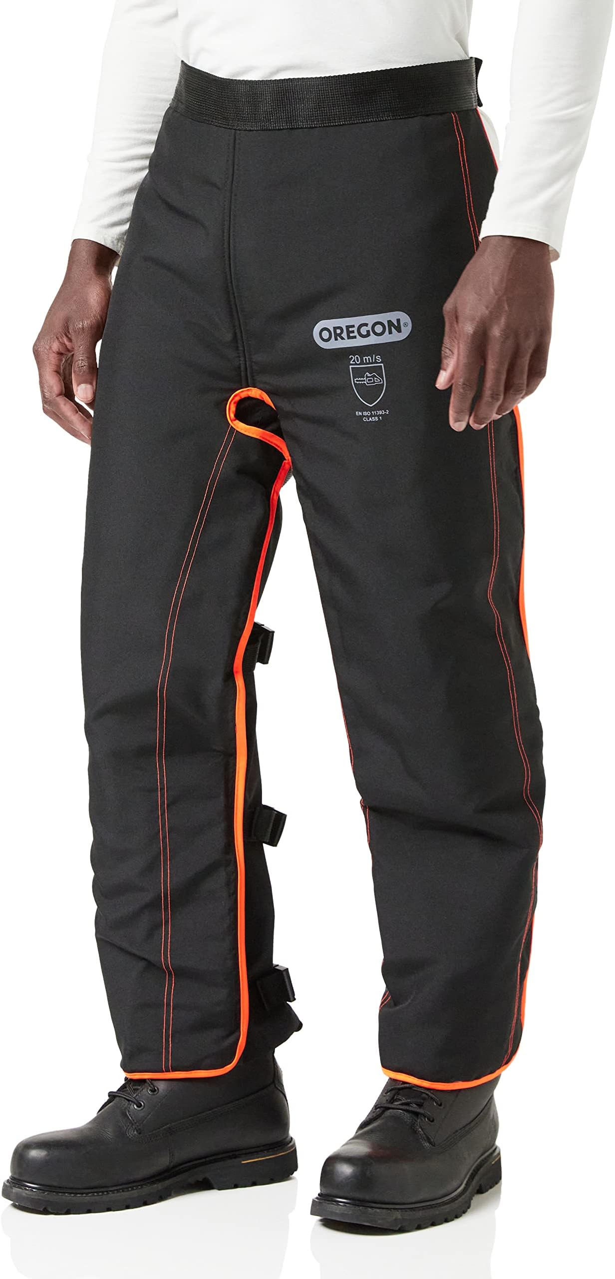 Oregon Chaps with Protective Chainsaw Apron, Adjustable Chainsaw Chaps, One Size Fits All, PPE Clothing Safety Trousers, Black, Type A