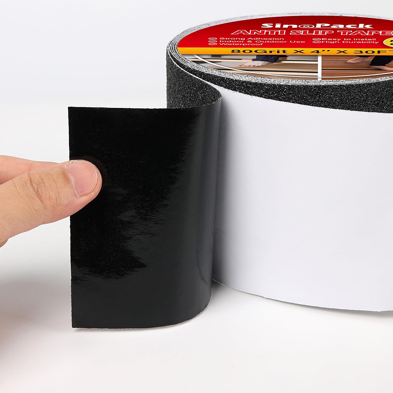 Anti-Slip Tape 2" x 32FT, Skateboard Grip Tape,Friction Tape,Black Grip,Abrasive for Stairs Outdoor/Indoor, Safety Non Skid Tread Staircases Anti-Slip Traction Tape Black for Slippery Surfaces - Image 5