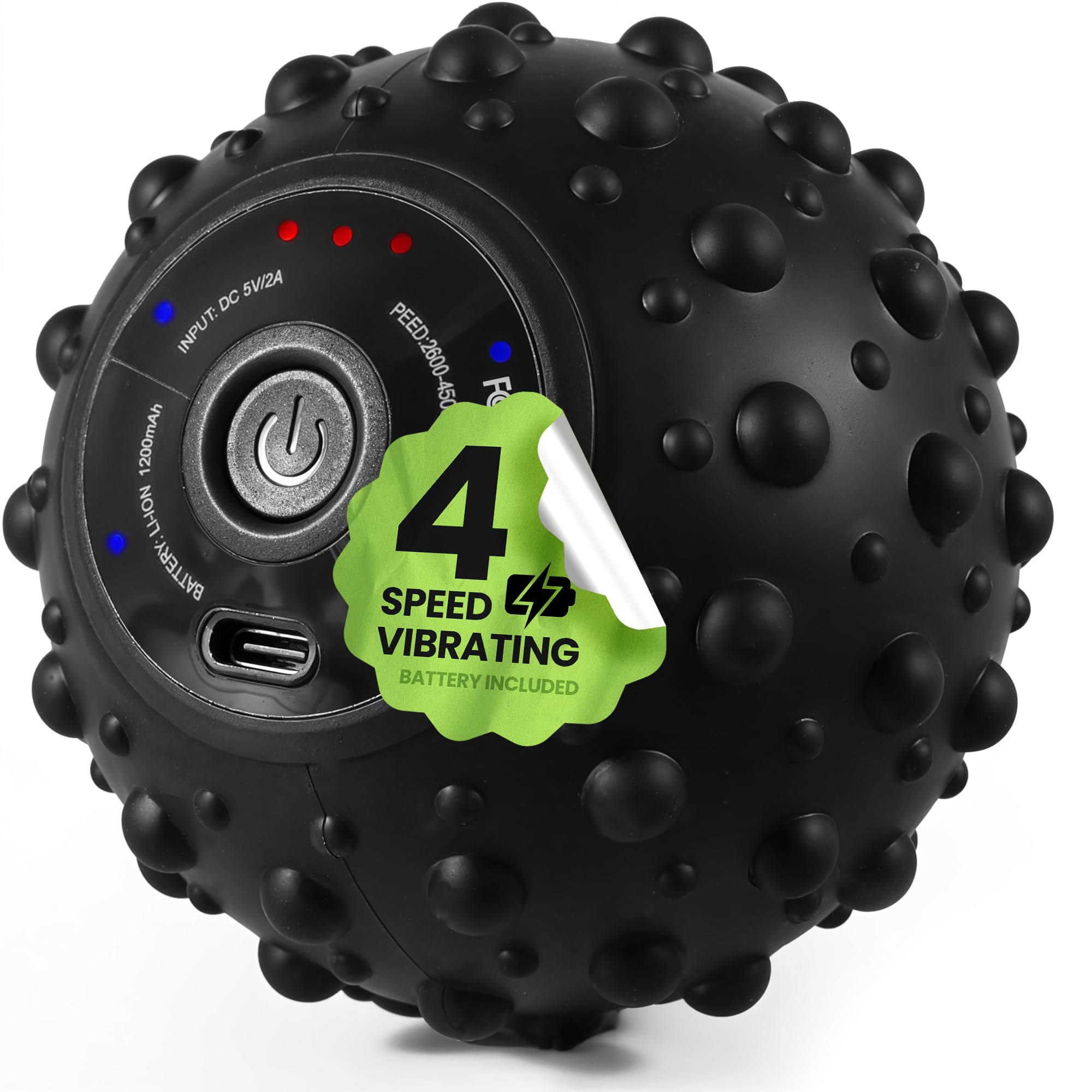 Bola de masaje vibratoria de 4 velocidades, rodillo de espuma redondo, masajeador para terapia de puntos de activación de tejido profundo, fitness y movilidad, compacto y portátil, ideal para