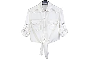 Women's White Western Chambray Top