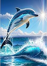 GDYEEH 5D Dauphin Diamond Painting, DIY Soleil Broderie Diamant Painting Complet, Océan Art du Diamant Peinture Strass Point de Croix Painting pour Adultes Débutants,Murale Décor 30x40 cm