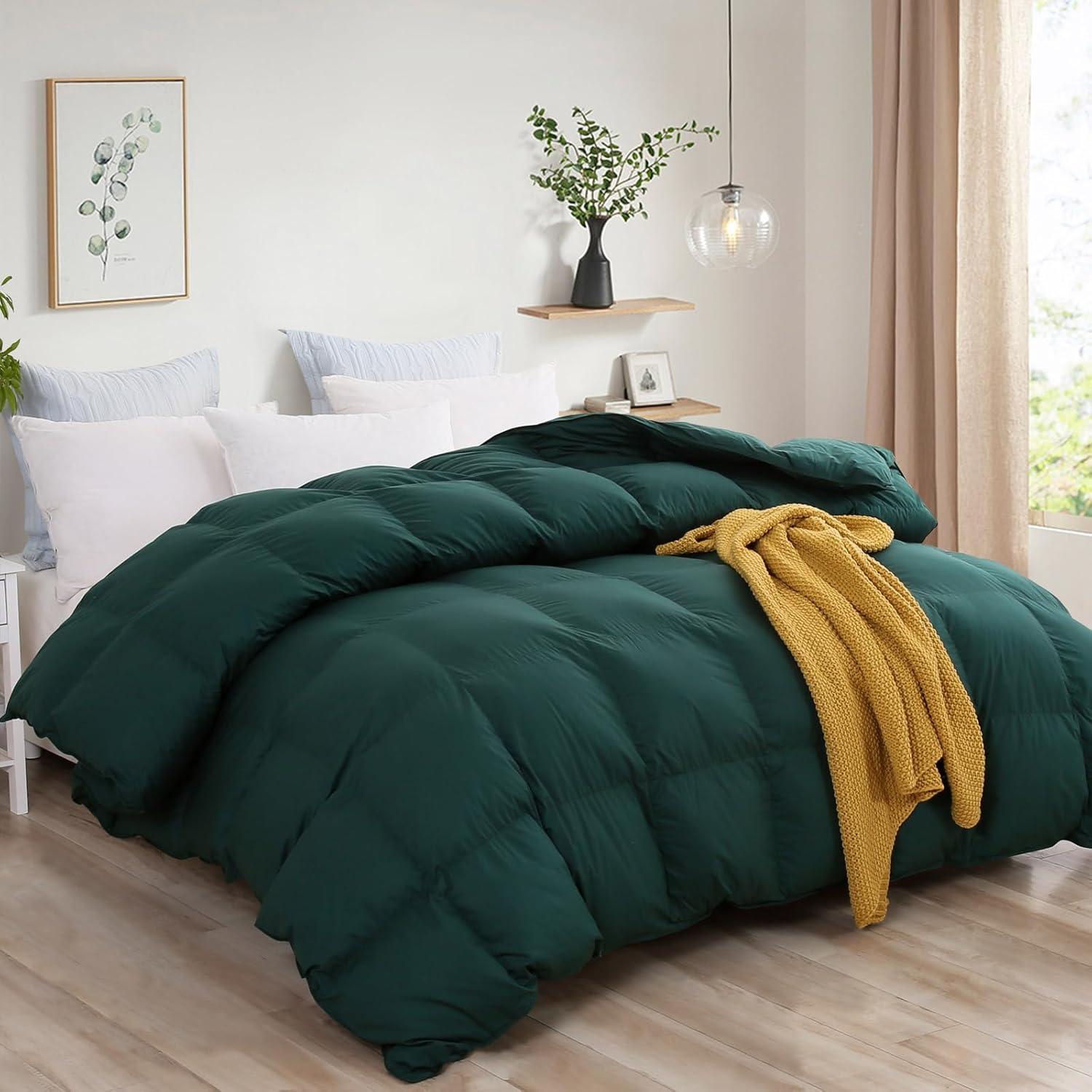 L LOVSOUL Goose Down Comforter Queen Size,All Season Fluffy