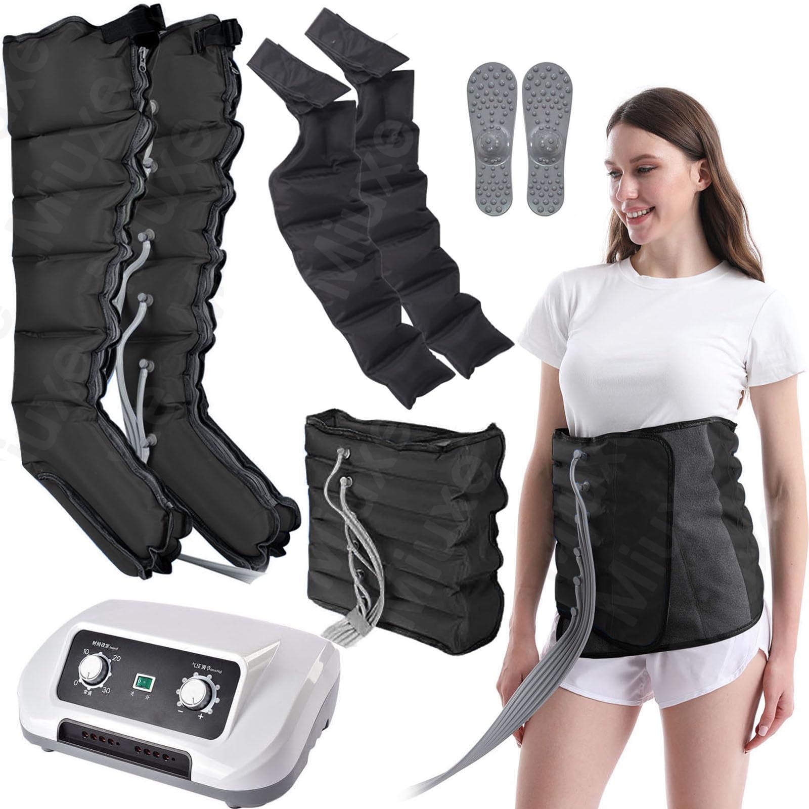 Pressoterapia per Casa Linfodrenante Linfodrenaggio con 6 Airbag, Massaggiatore Elettrico a Compressione d'Aria Gambe E Addome E Braccio Piedi, Macchinario Pressoterapia Professionale Presso Terapia