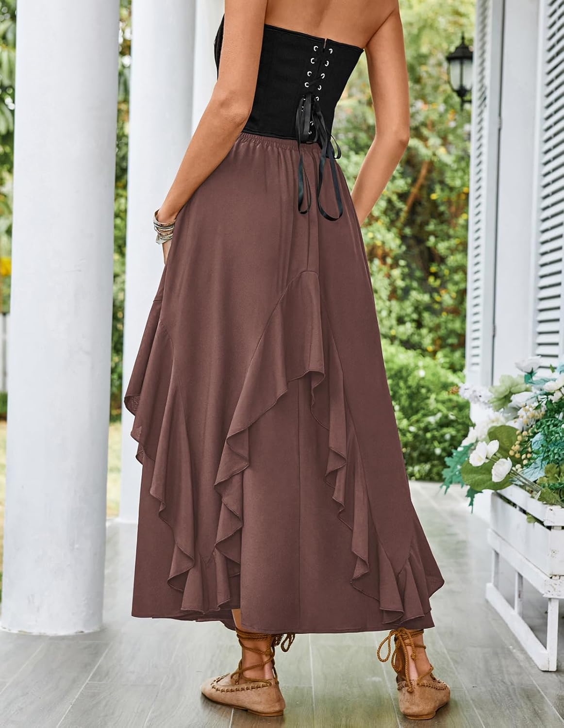 SCARLET DARKNESS Long Skirts for Women 2026 Ruffled Chiffon Flowy Renaissance Maxi Skirt - Image 8