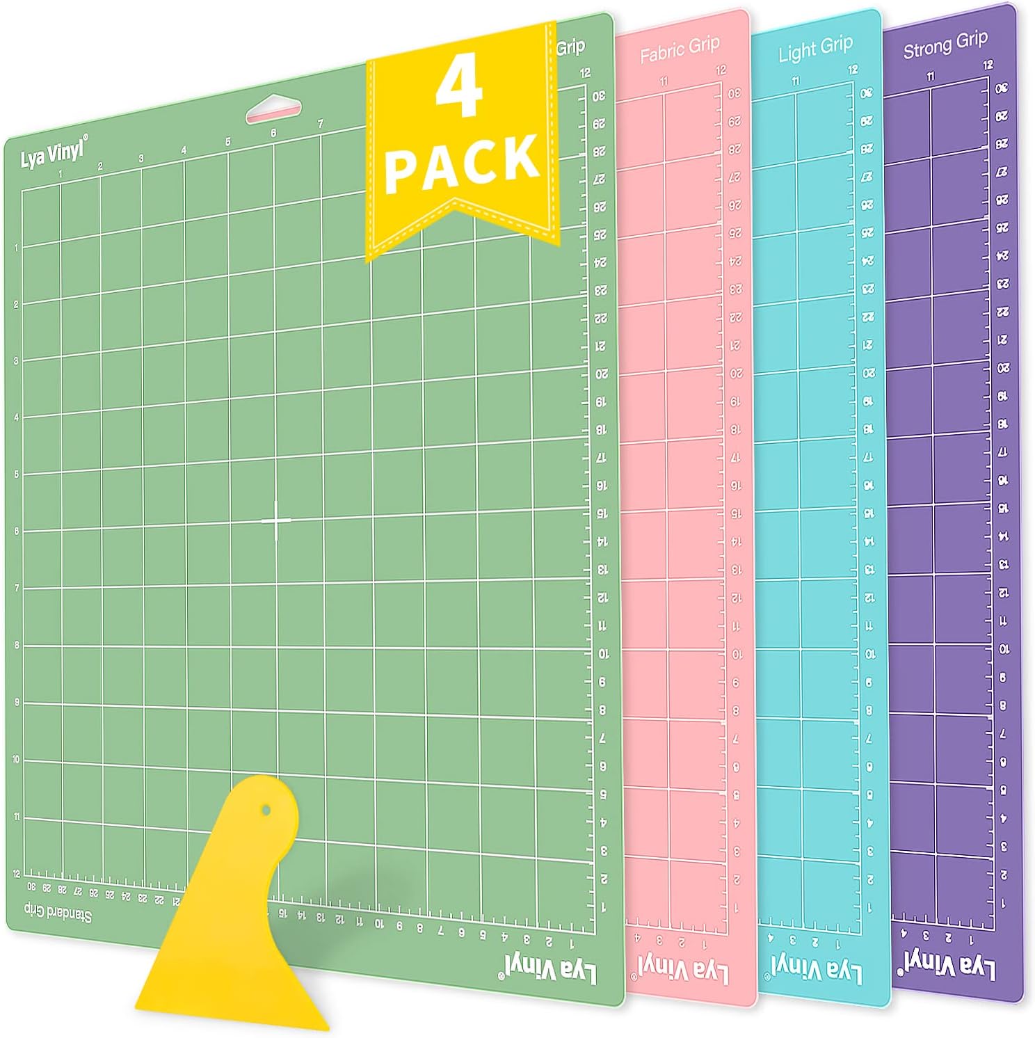 Cutting Mats for Cricut Lya Vinyl 4 Pack Variety Cutting Mats 12x12