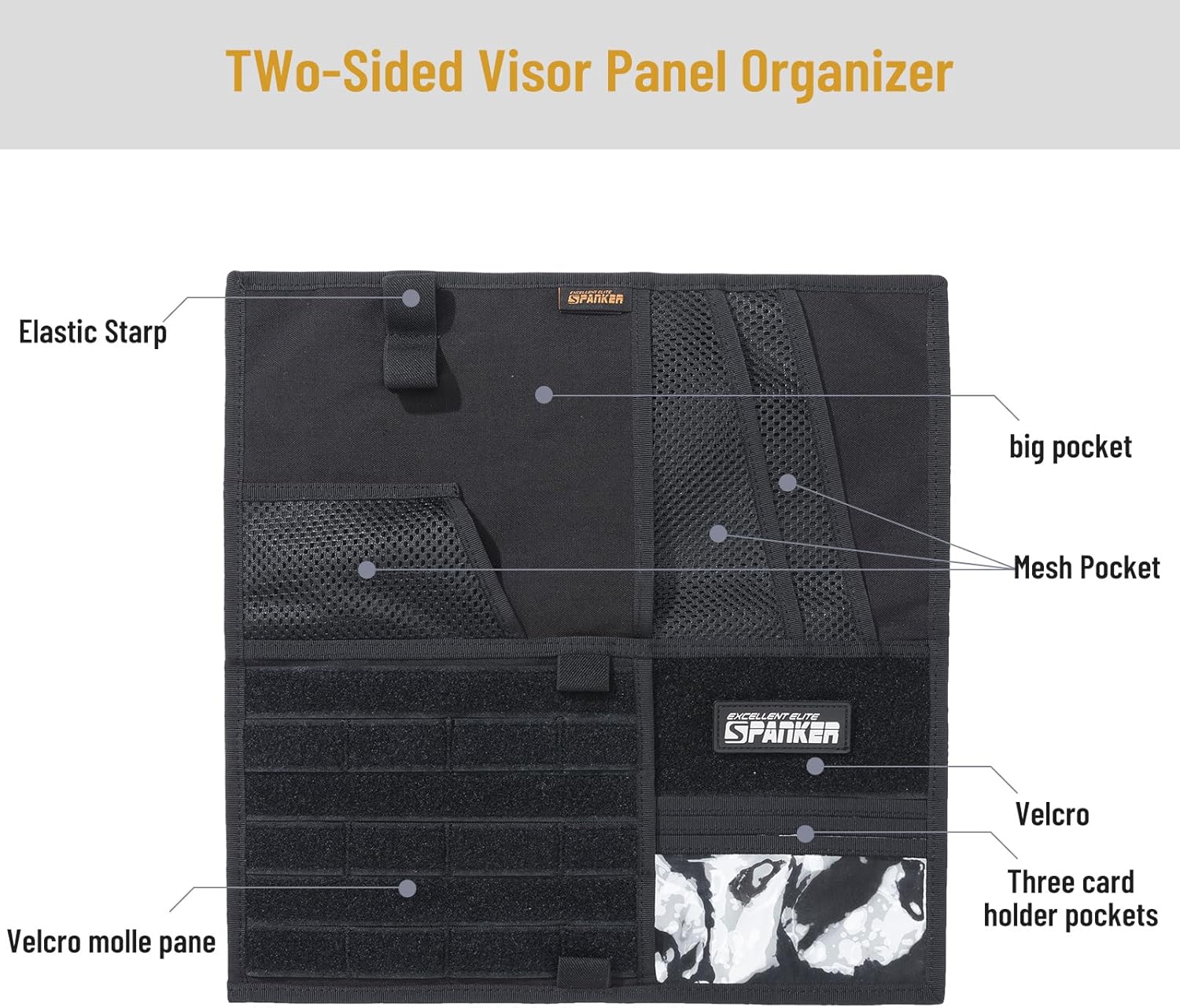 EXCELLENT ELITE SPANKER Tactical Visor Panel Organizer for Pickup F150 Large Molle Vehicle Sun Visor Holder Car Sunshade Storage Pouch