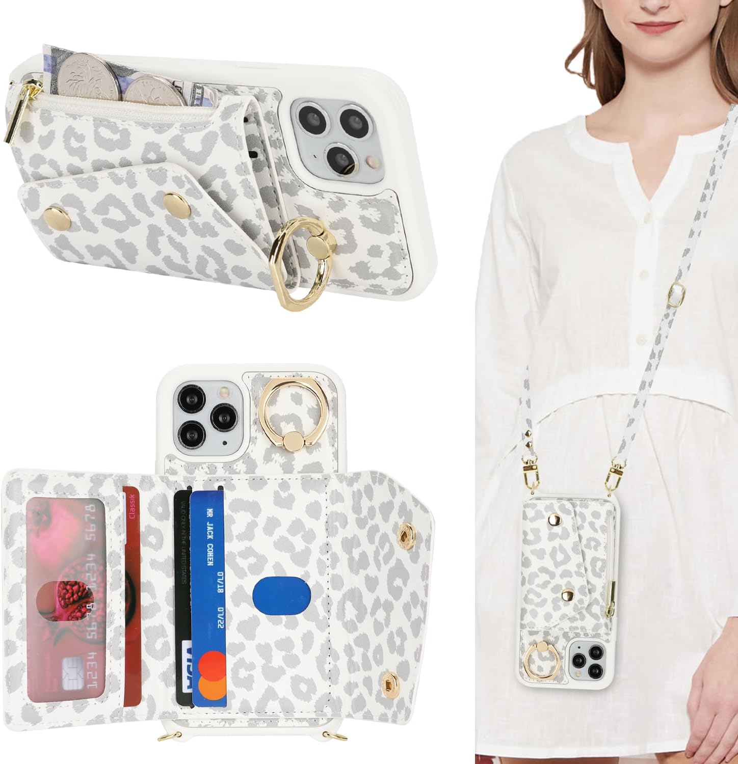 Amazon.com: Lipvina for iPhone 11 Pro Case with Card Holder and Strap ...