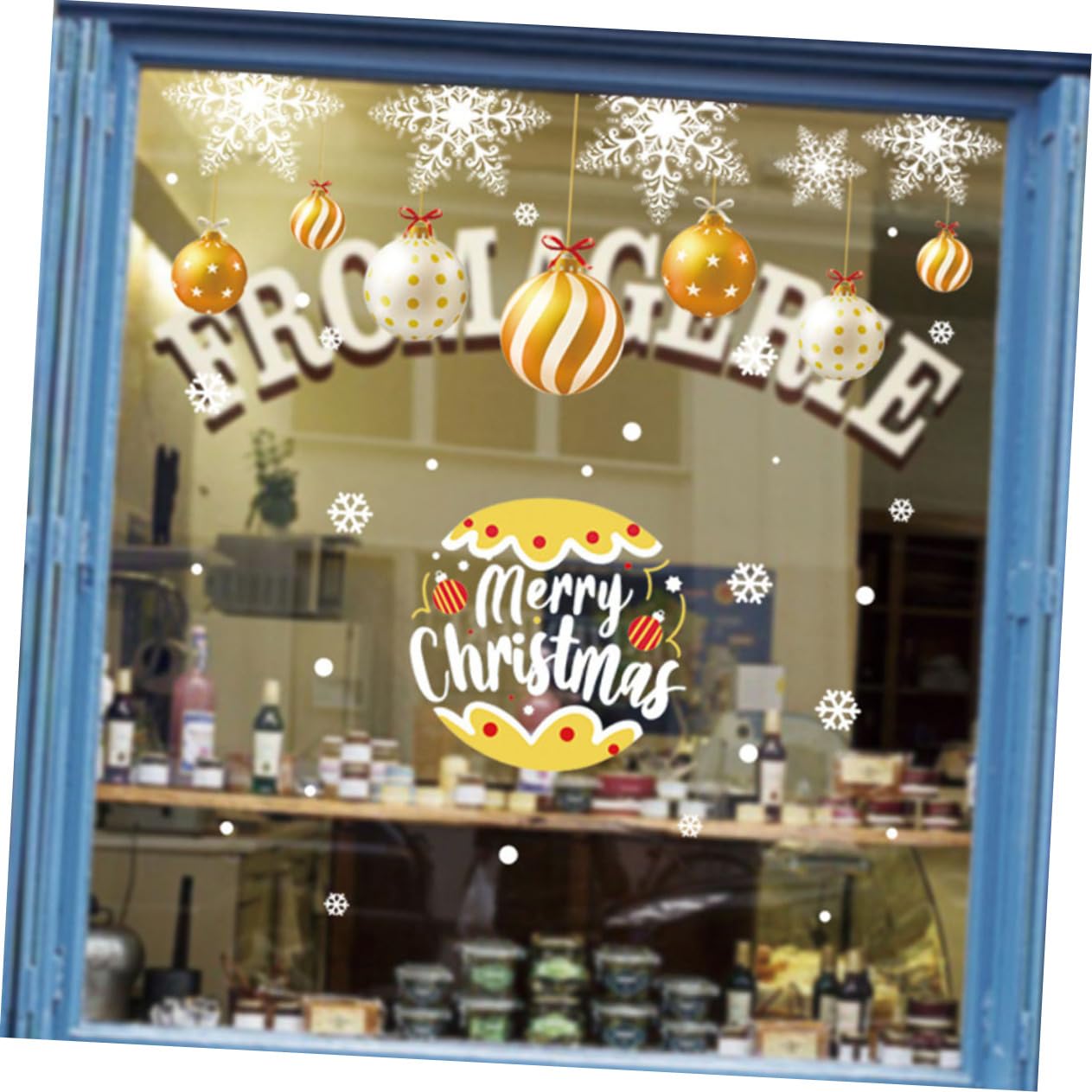 TOPBATHY 4 Blätter Statische Weihnachtsaufkleber winterliche Fensterfolie Urlaub selbstklebender Aufkleber weihnachts party weihnachtskugeln Wohnkultur Golddekor Fensterdekorationen PVC