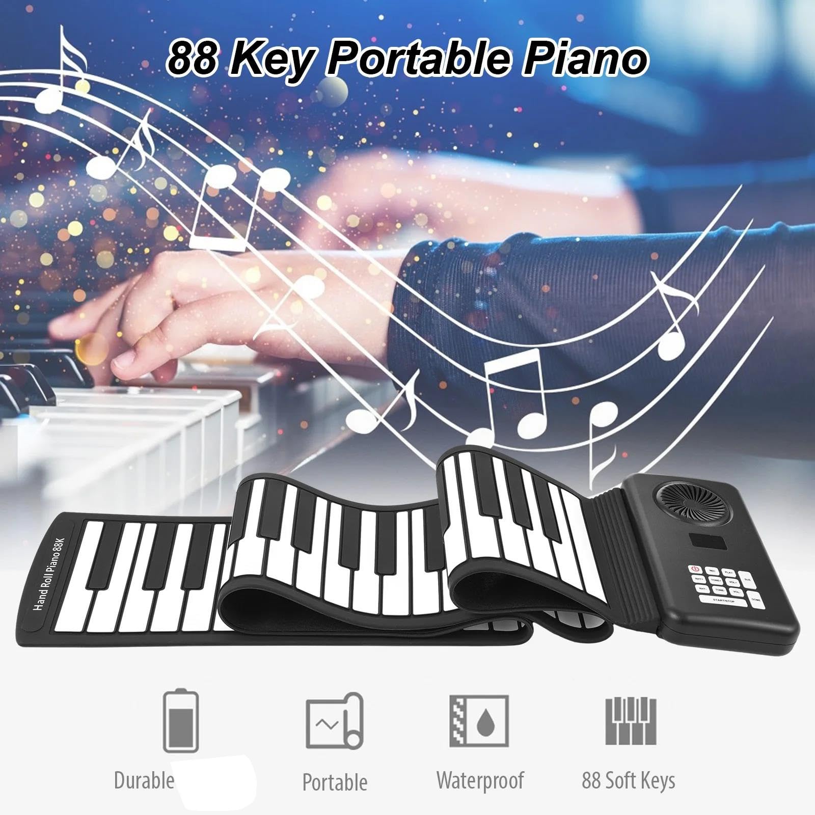 Pianino Elektroniczne 88 Klawiszowe Przenośne Pianino Elektroniczne Z Rolką Przyjazne Dla Środowiska Silikonowe Składane