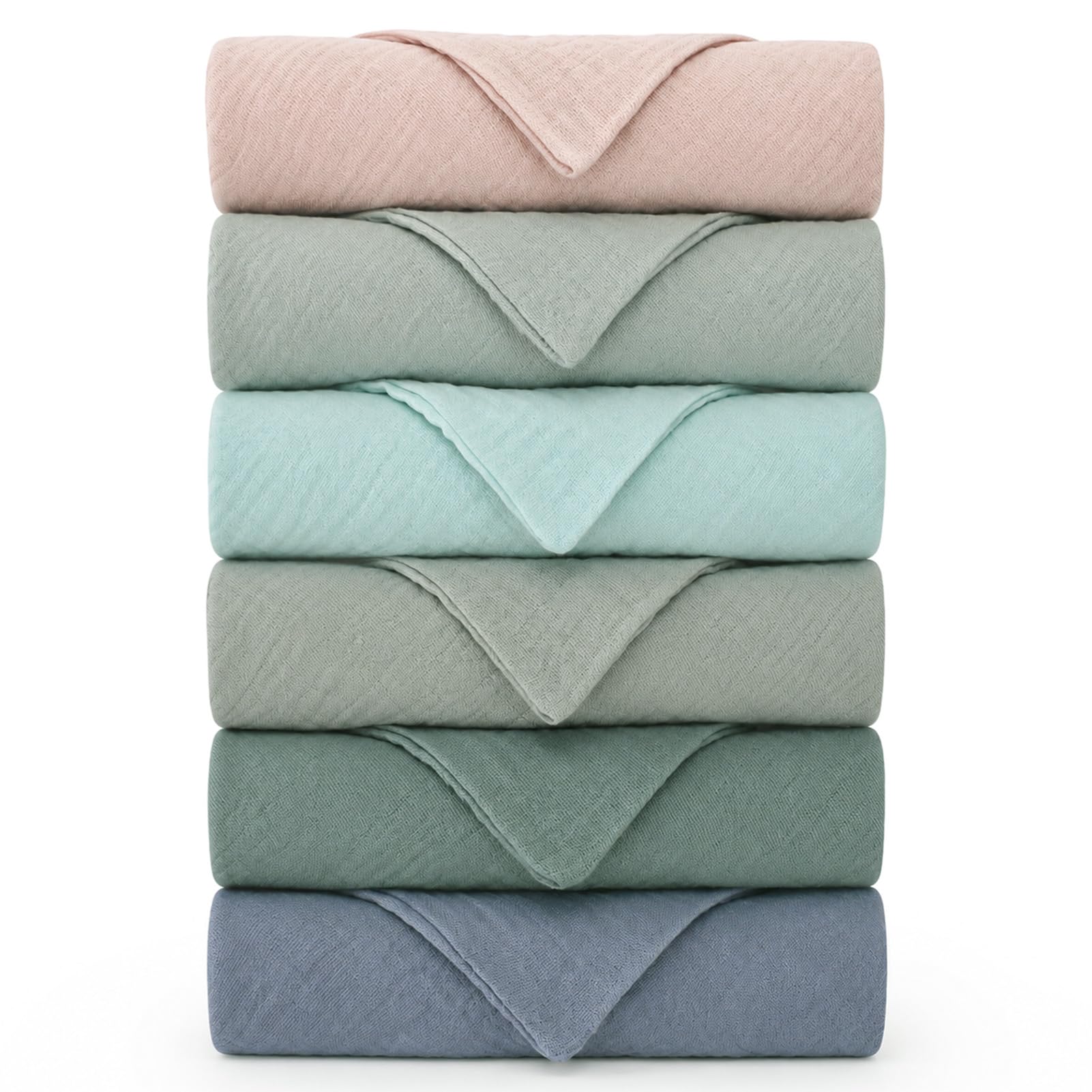 GSrenyu 6 Pack Muslin Cloths For Baby,100% Cotton Baby Burp Cloths Muslin Squares Wipes Newborn Essentials For Shower Gifts Wiping Feeding(Blue,Pink,Green)