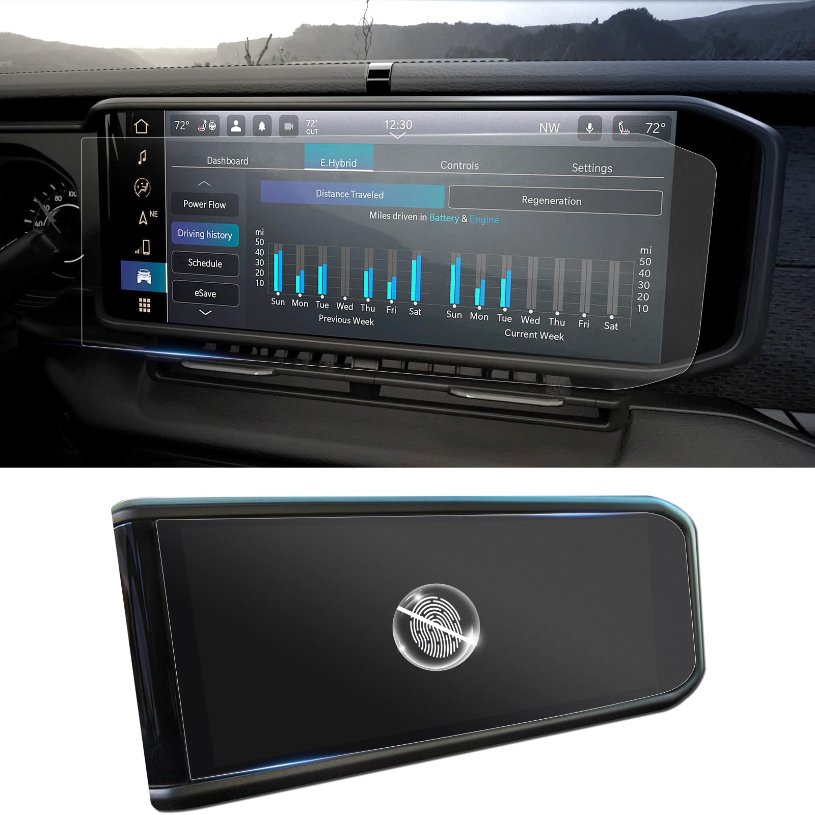 R RUIYA Jeep Wrangler Screen Protector Matte for 2024 Jeep Wrangler JL Screen Protector 4XE 12.3-inch Touchscreen Anti-Fingerprint & Glare Tempered Glass for Jeep Wrangler Accessories