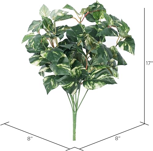 Miniatura 2 de Vickerman Everyday - Arbusto artificial de hoja de potos verde y crema de 17 pulgadas, arbusto de plantas de interior sintético, vegetación para