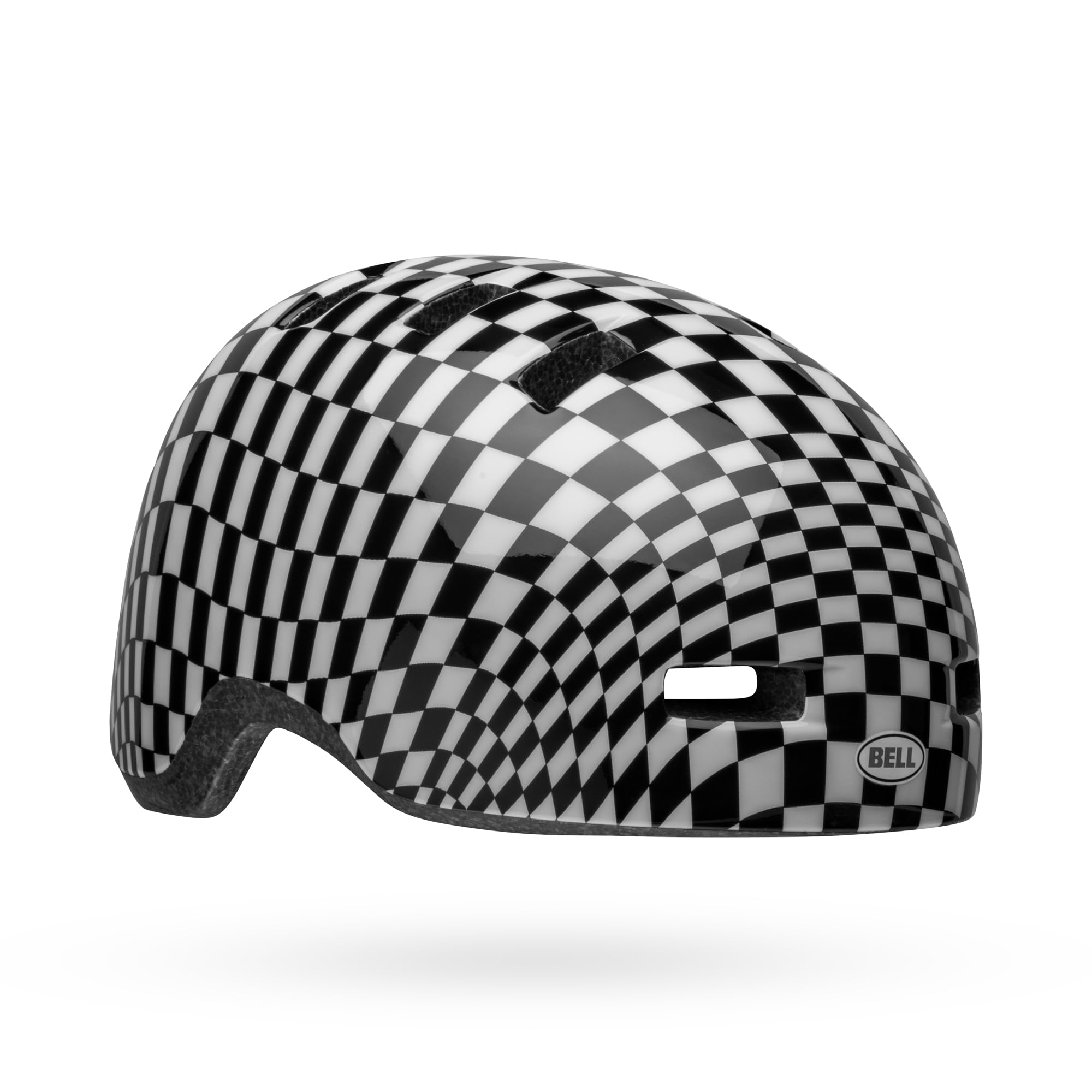 Bell Lil Ripper Checkers Ce Kids Helmet, Compact Shell, Adjustable Fit, No-Pinch Buckle, Fun Graphics, Safe & Stylish for Young Riders, Color: Black/White, Size: UC
