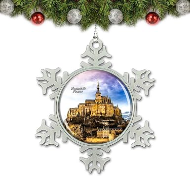 France Mont St Michel Normandy Christmas Ornament Tree Decoration Crystal Metal Souvenir Gift