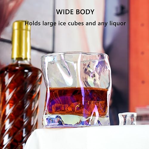 Miniatura 6 de StarLuckINT Juego de 4 vasos de whisky de estilo nórdico, vasos de bourbon de 10 onzas, juego de 4 vasos de whisky irregulares para hombres, proceso