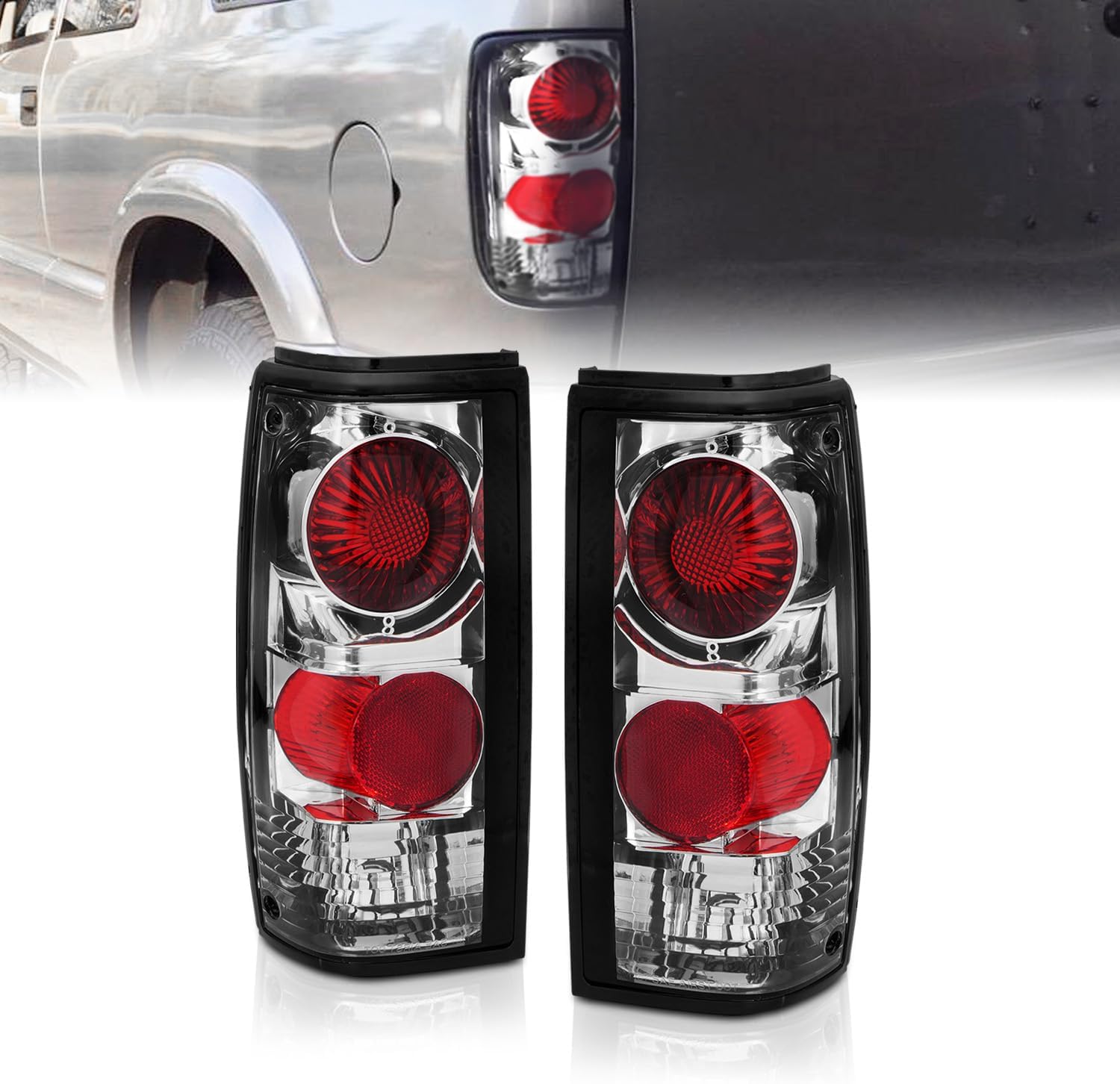 AmeriLite Dark Euro Black Smoke Tail Lights For 1982-1993 Chevy S10 Blazer/GMC S15 Sonoma - Passenger and Driver Side