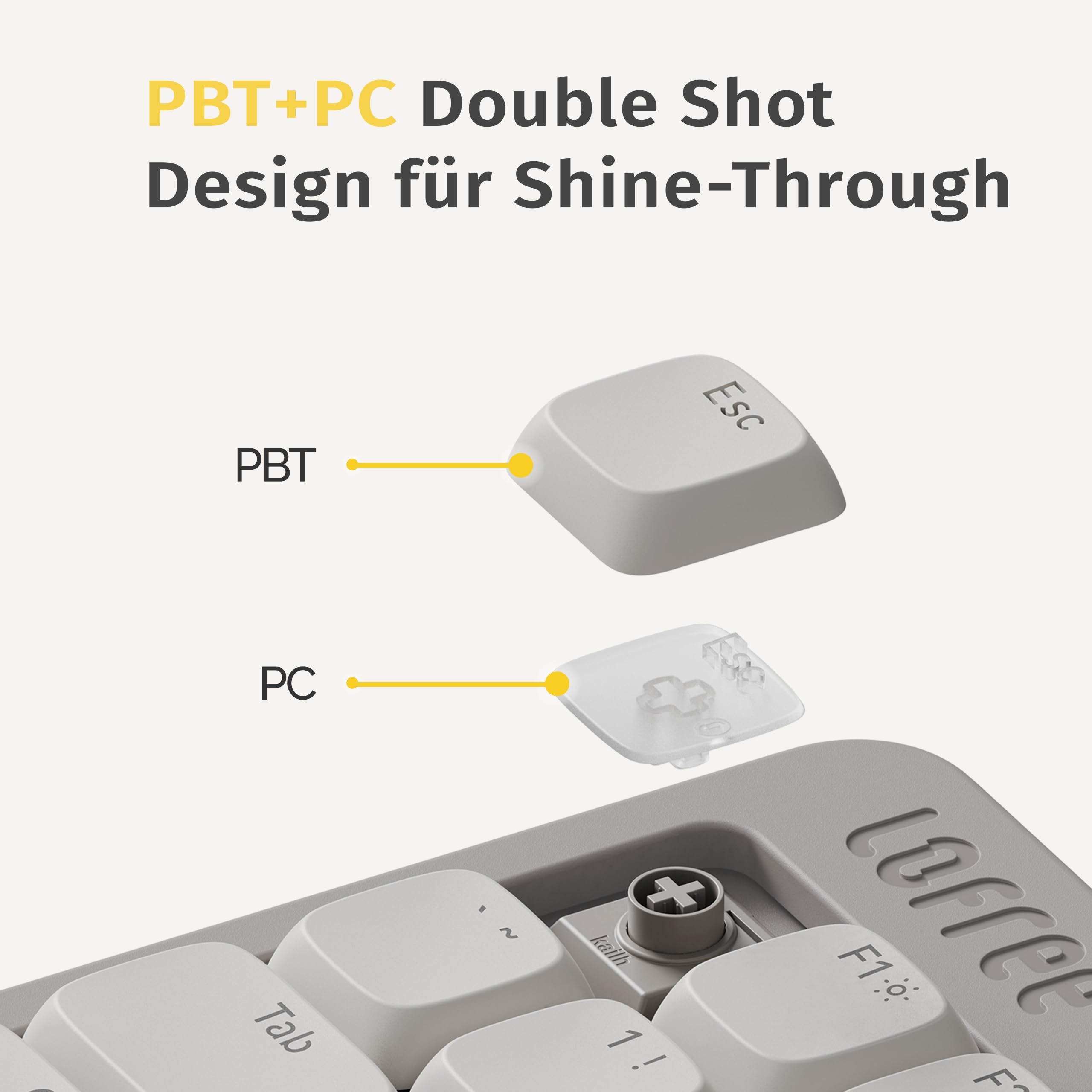 Flow Lite84 Tasten Low Profile Mechanische Tastatur, Swappable Wiederaufladbare Kabellose Tastatur mit 2.4G Empfänger, Bluetooth und Kabelanschluss für Windows,Mac/Linear Switches(Marmor)US-Layout