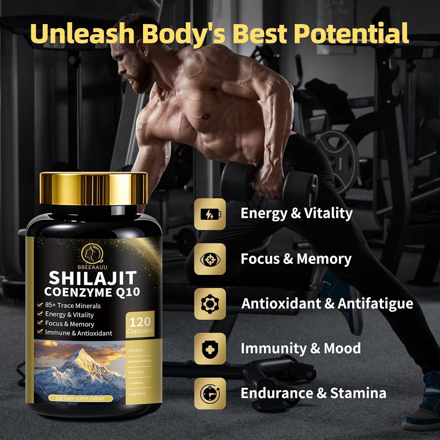 Shilajit for Men with Sea Moss & Ashwagandha,12 in 1 Hima*Layan Shilajit Supplements Capsules with Coenzyme Q10, Fulvic Acid & Humic Acid, Lion's Mane, Support Energy & Immunity, 120 Counts - Image 6