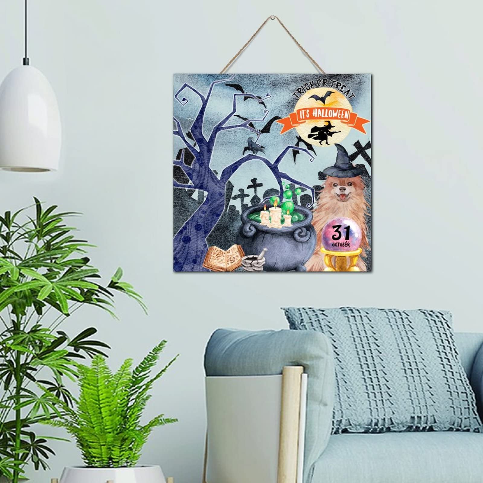 Plaque en bois Halloween Trick or Treat déco vintage salon chaleureux