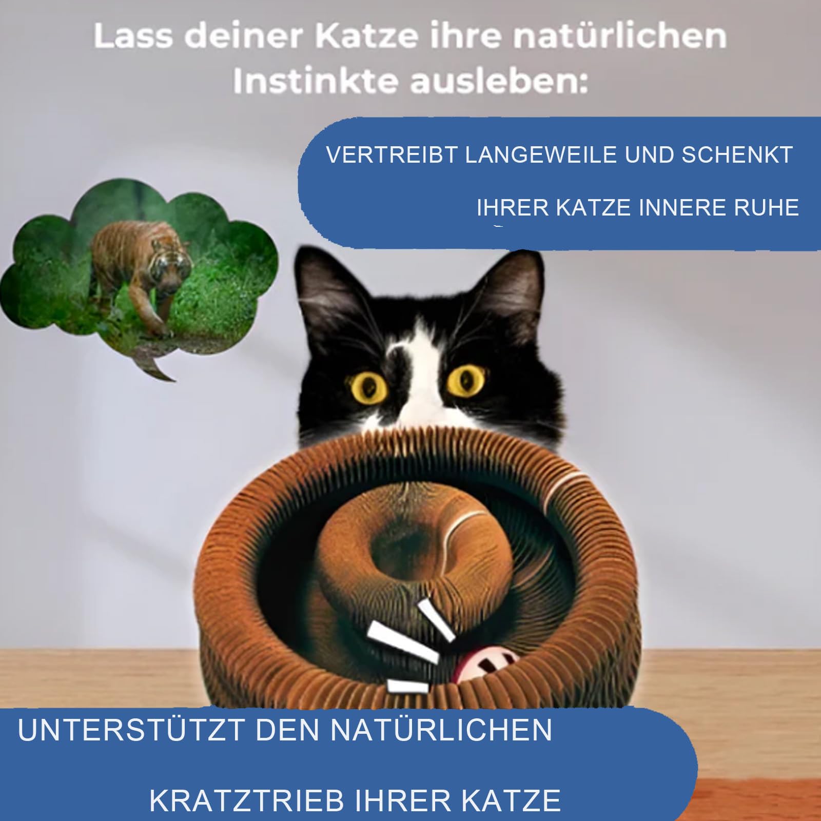 Kratzkokon, Katzenwirbel, Tragbare Pet Cat Scratch Board, Katzenwirbel Für Große Katzen, Faltbar Interaktive Kratzunterlage Mit Ball (1pc)