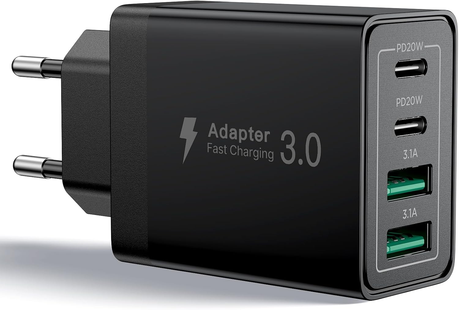 Caricatore USB C Rapido 40W 4-Porto Alimentatore USB Presa multipla Tipo C Ricarica Veloce Spinotto Multiplo Carica Cellulare Spina Caricabatterie per iPhone 16 15 14 13 12 11 Pro Max XS XR 8,Samsung