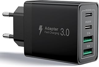 Caricatore USB C Rapido 40W 4-Porto Alimentatore USB Presa multipla Tipo C Ricarica Veloce Spinotto Multiplo Carica Cellulare Spina Caricabatterie per iPhone 16 15 14 13 12 11 Pro Max XS XR 8,Samsung