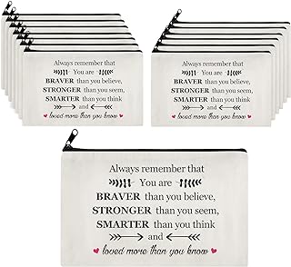 14 Pieces Inspirational Gifts for Women Positive Makeup Bags Always Remember You Are Braver Than You Think Encouragement Birthday Friendship Gifts for Friend Mom Sister