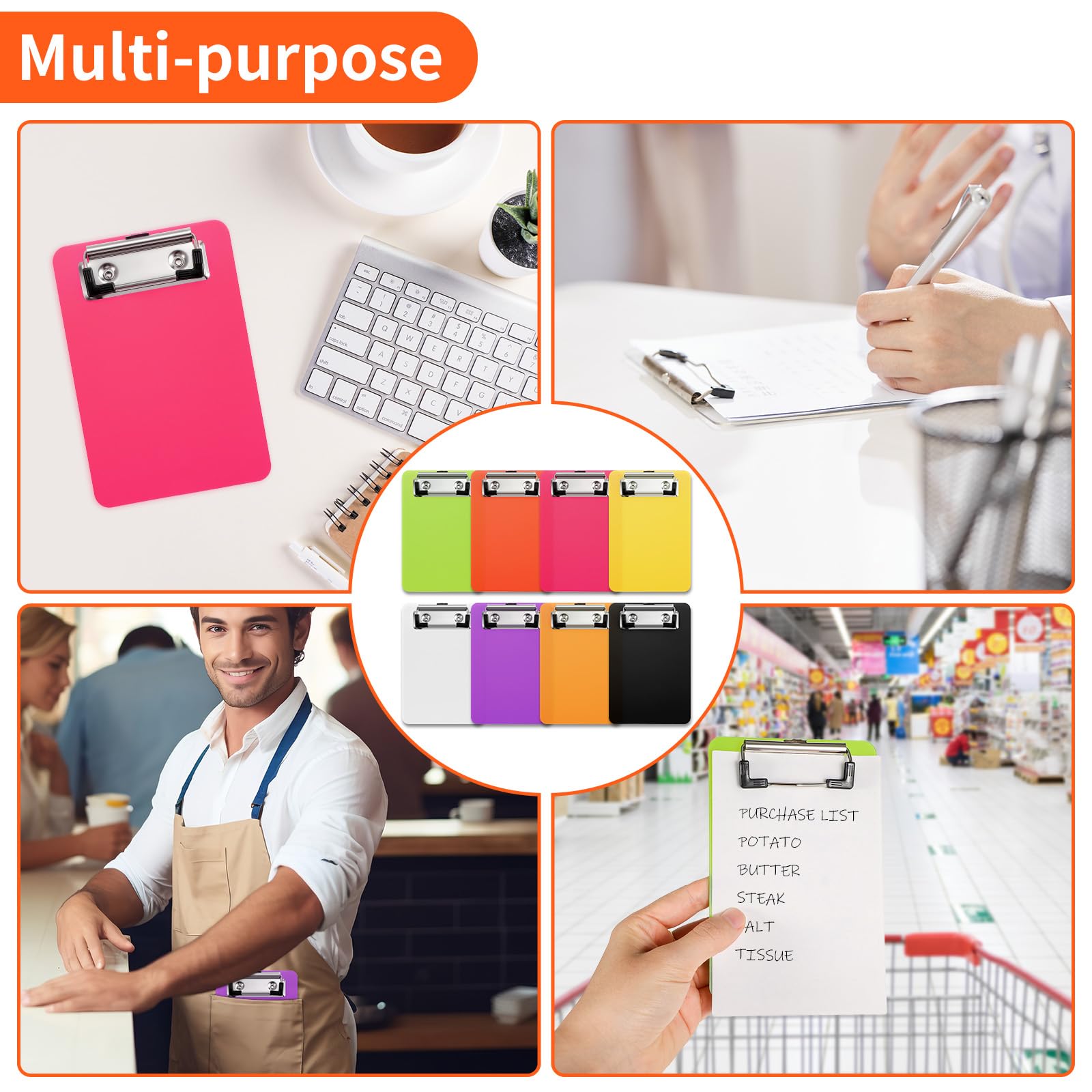 Cobee Small Clipboards 4 X 6 Inch,8 Pack Plastic Colorful Mini