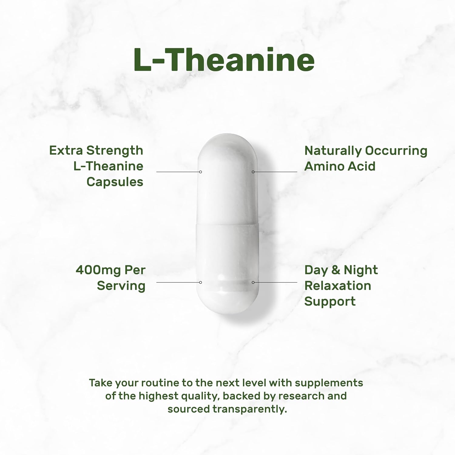 L-Theanine 400mg, 400 Capsules – Extra Strength Theanine Supplement – Amino Acids for Focus & Relaxation Support – Non-GMO & Gluten Free - Image 3
