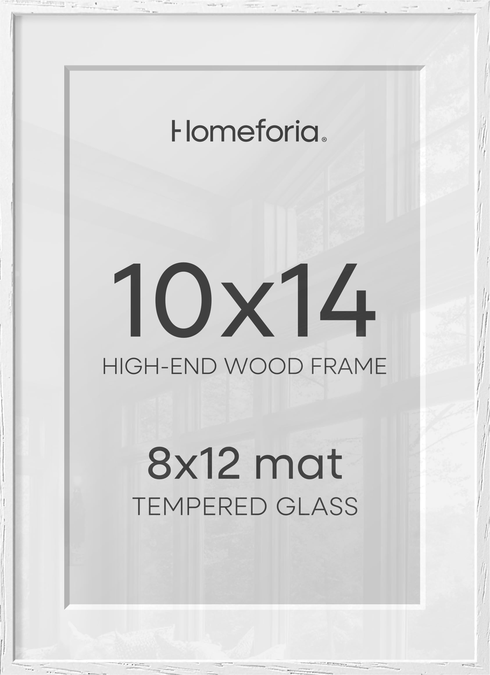 Homeforia 10x14 White Oak Picture Frame, High-End Wood, 8x12 Mat, Glass | High End Solid Oak Wood, Tempered Glass, Acid-Free 8x12 Removable Mat, 10x14 Edge-to-Edge Display 14x10, Wall Kit, Set Of 2