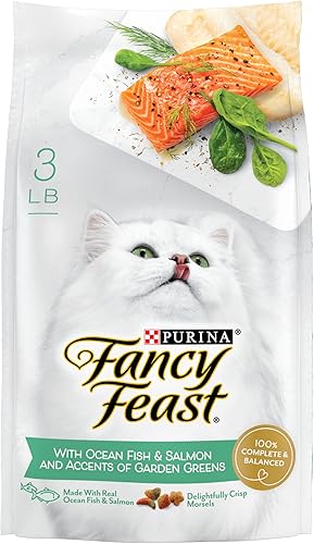 Purina Fancy Feast - Alimento seco para gatos con pescado y salmón bolsa de 3 libras