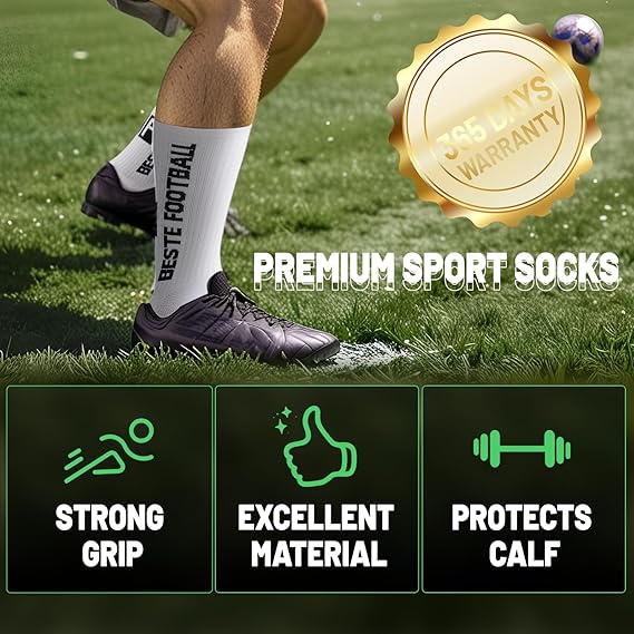 Zwarte antislip voetbalsok. Perfecte grip tussen voet en schoen. | R