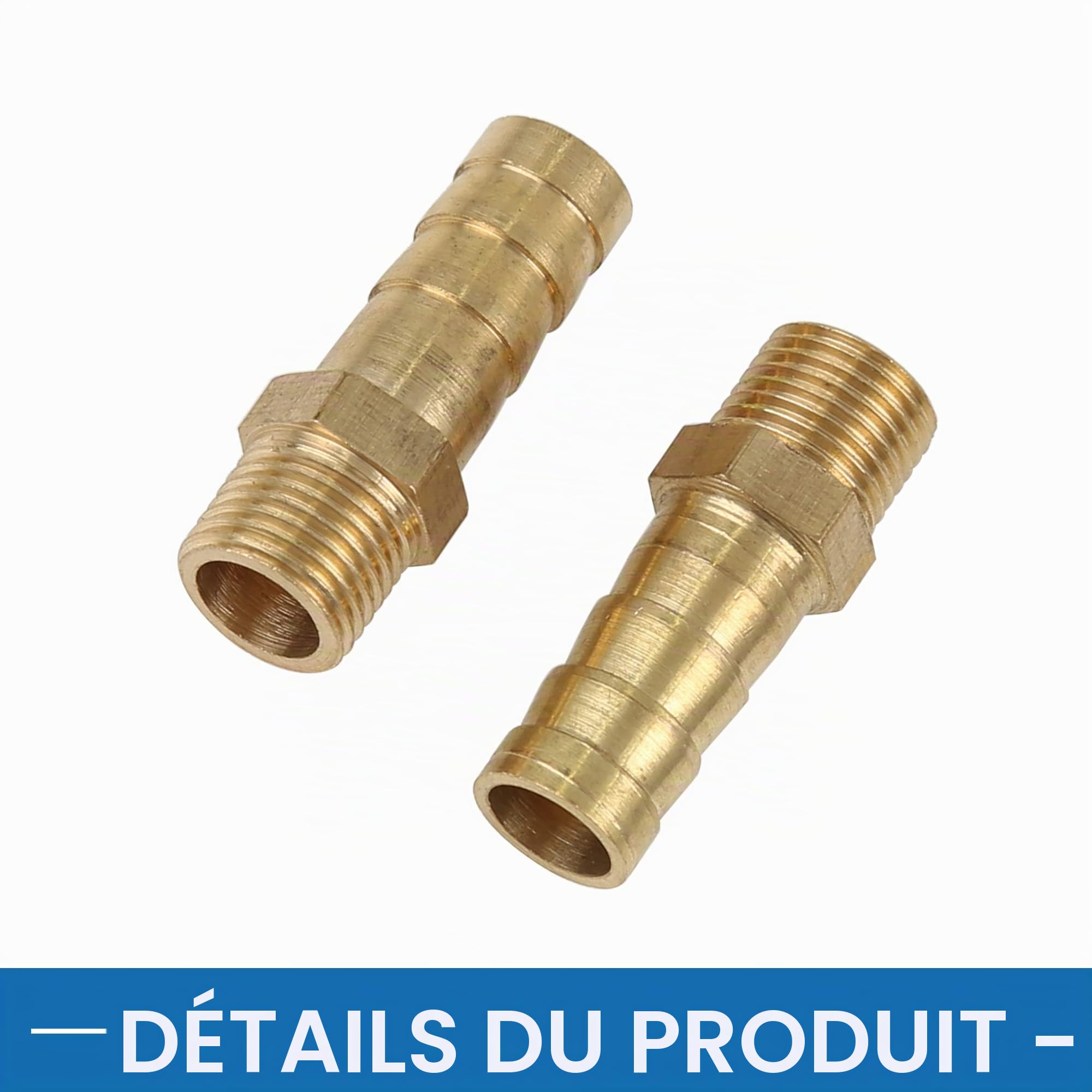 A ABSOPRO Laiton Tuyau Barbillon Raccord 8mm ID x 1/8" NPT Mâle Connecteur (Ensemble de 5)