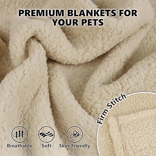 Miniatura 2 de Manta de forro polar esponjoso de alta calidad, suave y cálida para mascotas para perros y gatos (paquete de 2 unidades, mediano, 32 x 40 pulgadas,