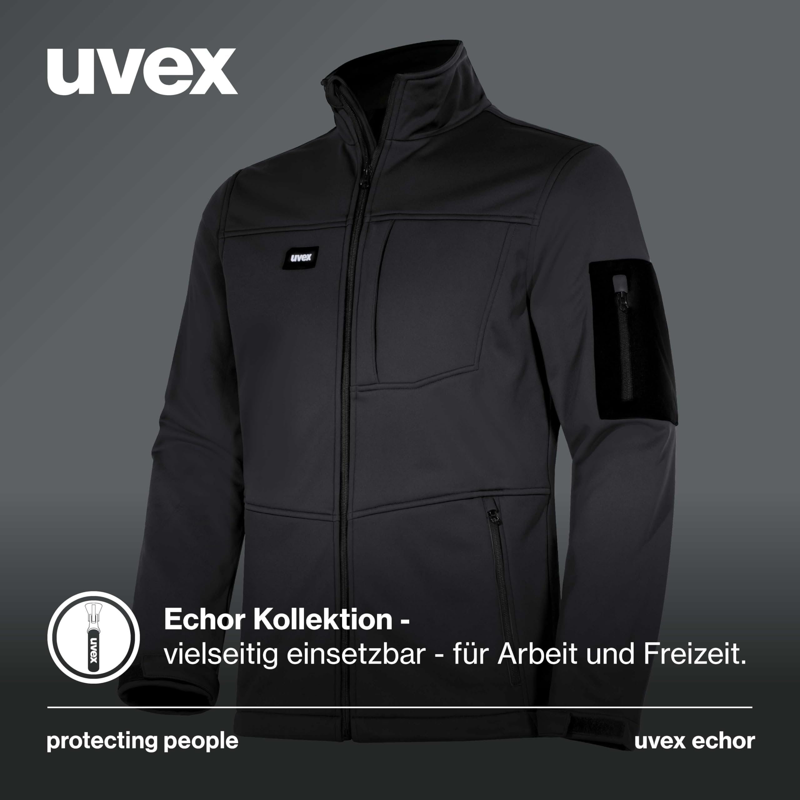 Uvex Echor kurtka robocza typu softshell dla mężczyzn – oddychająca i odporna na działanie wody