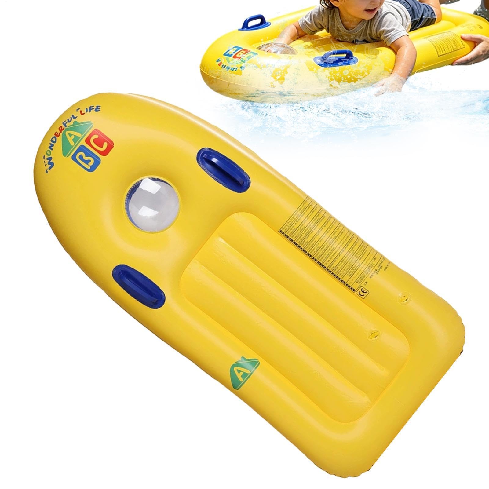 Inflatable Bodyboard with Handles for Kids, 115x53x13cm PVC Blow Up Surfboard Pool Float for Water Slide, Summer Water Fun Toy for Boys Girls Beach Garden Outdoor Sunbathing Park Lake Backyard