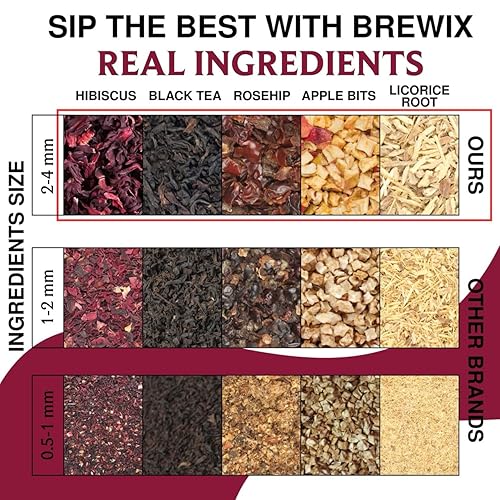 Vista 84 de BREWIX Bolsas de té de albahaca sagrada (15 bolsas de té piramidales) Camiseta con hojas de tulsi y manzanilla Sin cafeína, té de hierbas