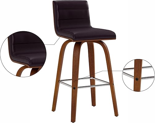 Miniatura 139 de Armen Living Vienna - Taburete giratorio de 26 pulgadas de altura de mostrador de piel sintética gris y madera de nogal Piel sintética