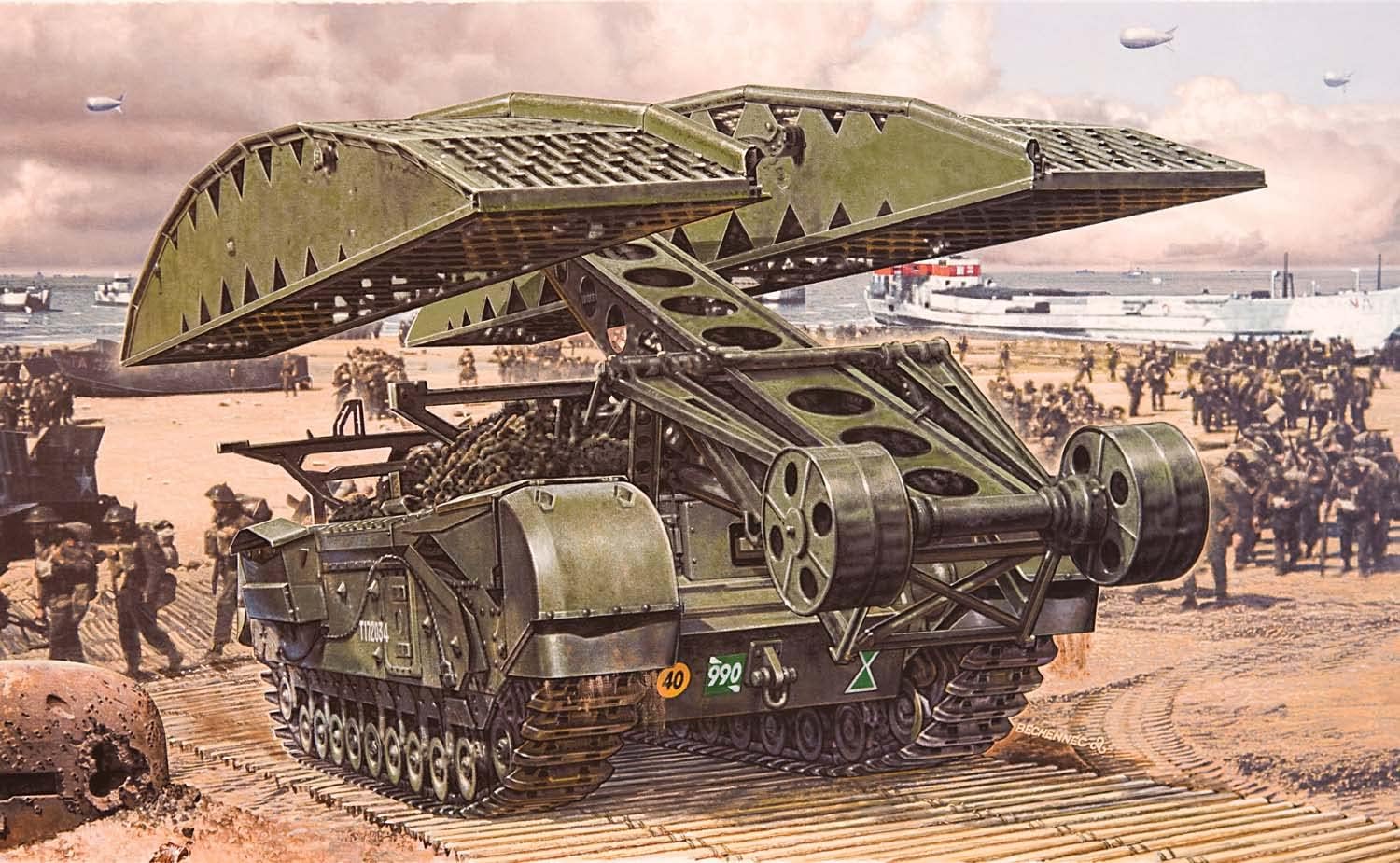 Airfix Vintage Classics Churchill Bridge Layer 1:76 WWII Military Bridge Tank Plastic Model Kit A04301V, Assorted, 1: 76 Scale