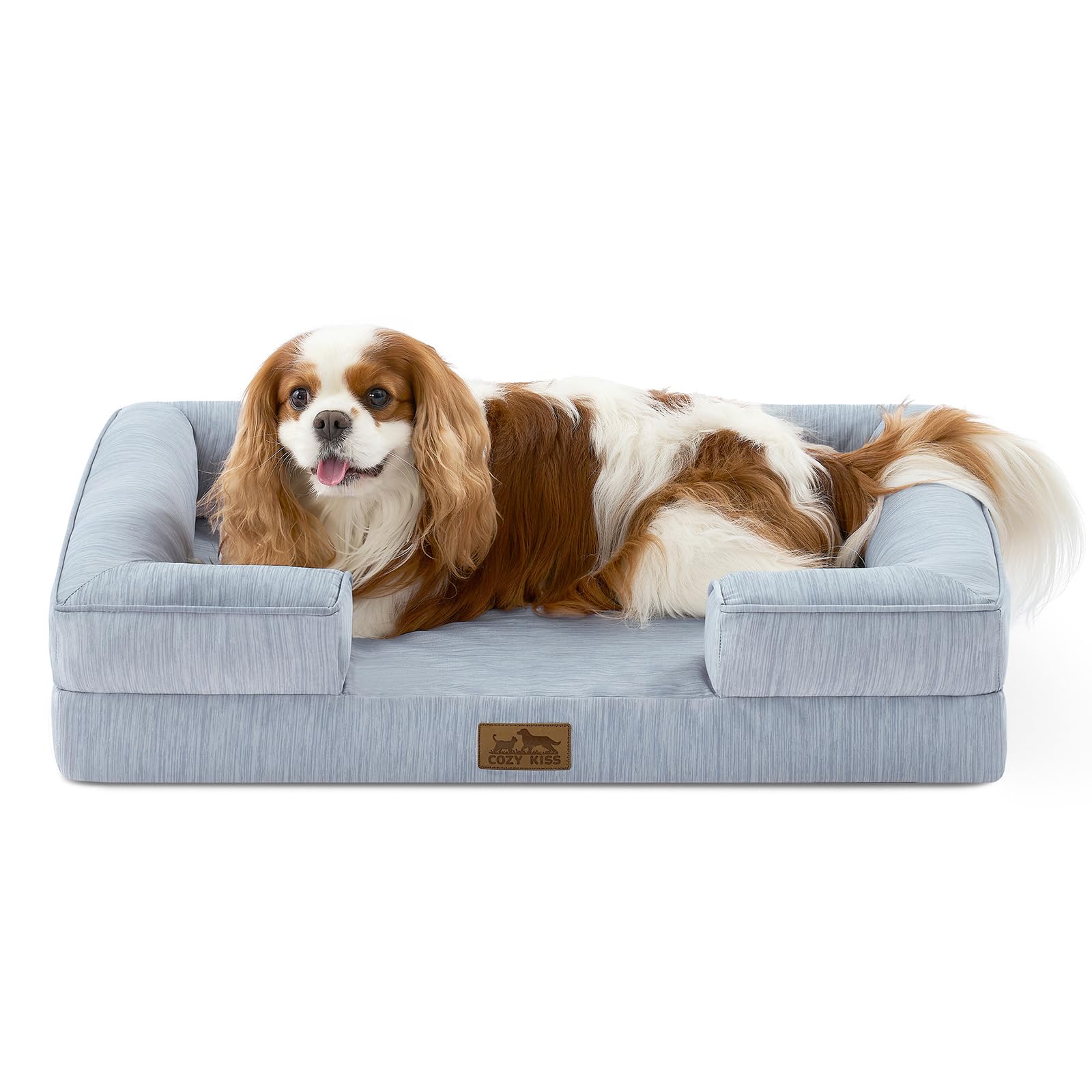 COZY KISS Medium Dog Bed, Washable Orthopedic Dog Sofa, Blue, 76x51x15CM