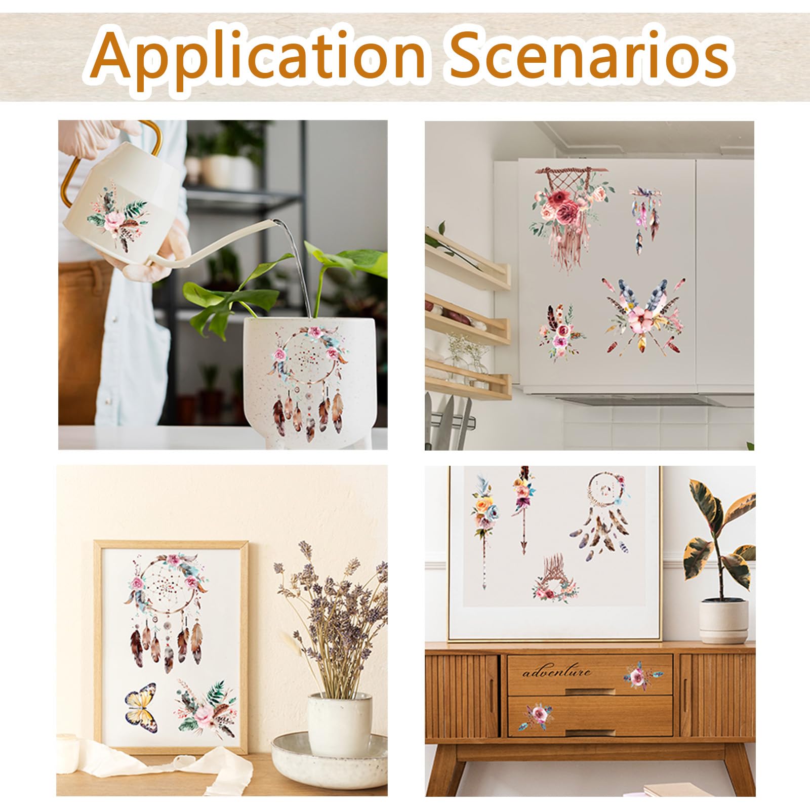Flower Transfer Stickers Flower Transfer Stickers PLIGREAT Flower Branch Rub On Transfers - 3 ...